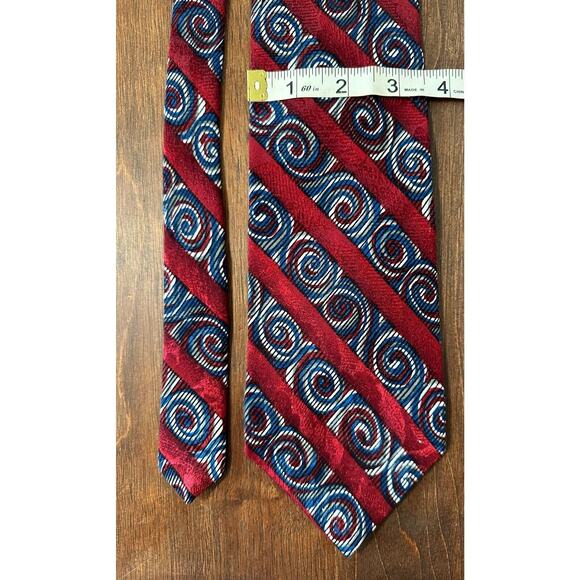 Bellini 100% Silk Men's Tie in Red and Blue 4" Striped Vintage - Picture 3 of 14